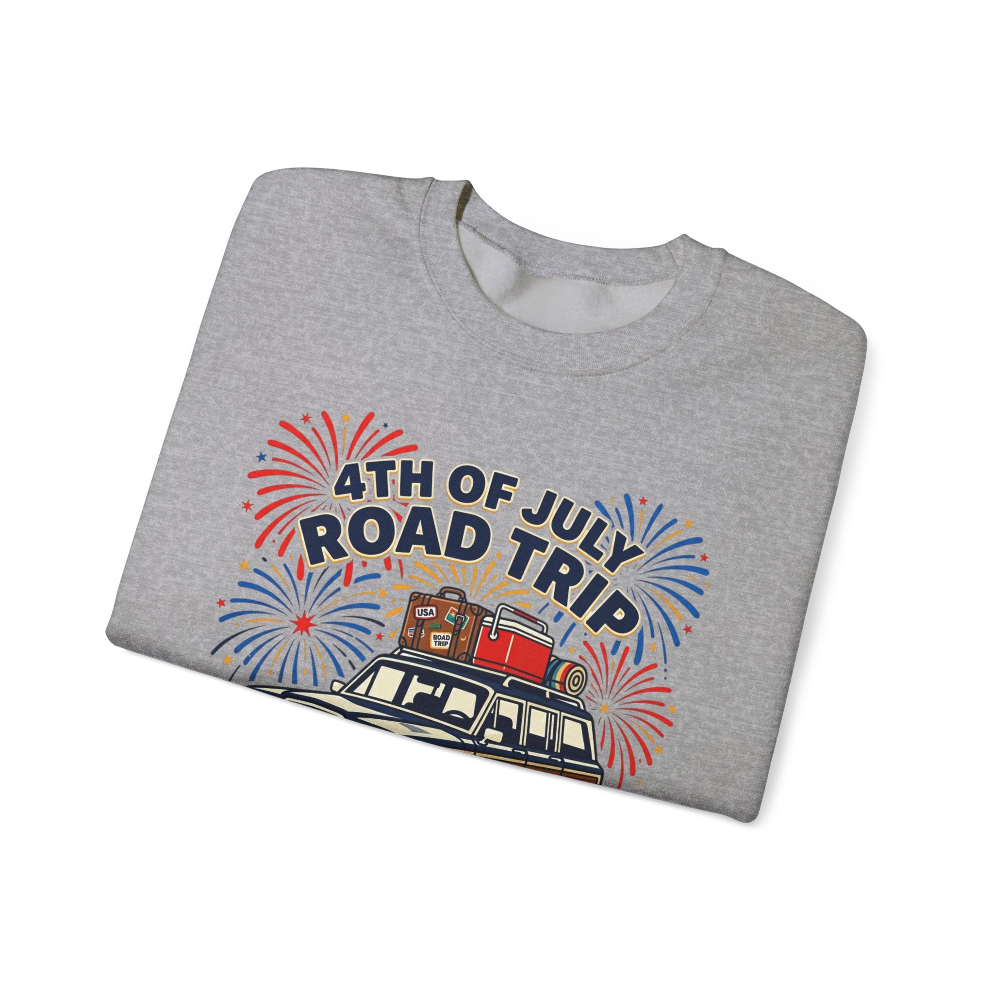 4th of July Road Trip Sweatshirt | vintage USA, red white blue