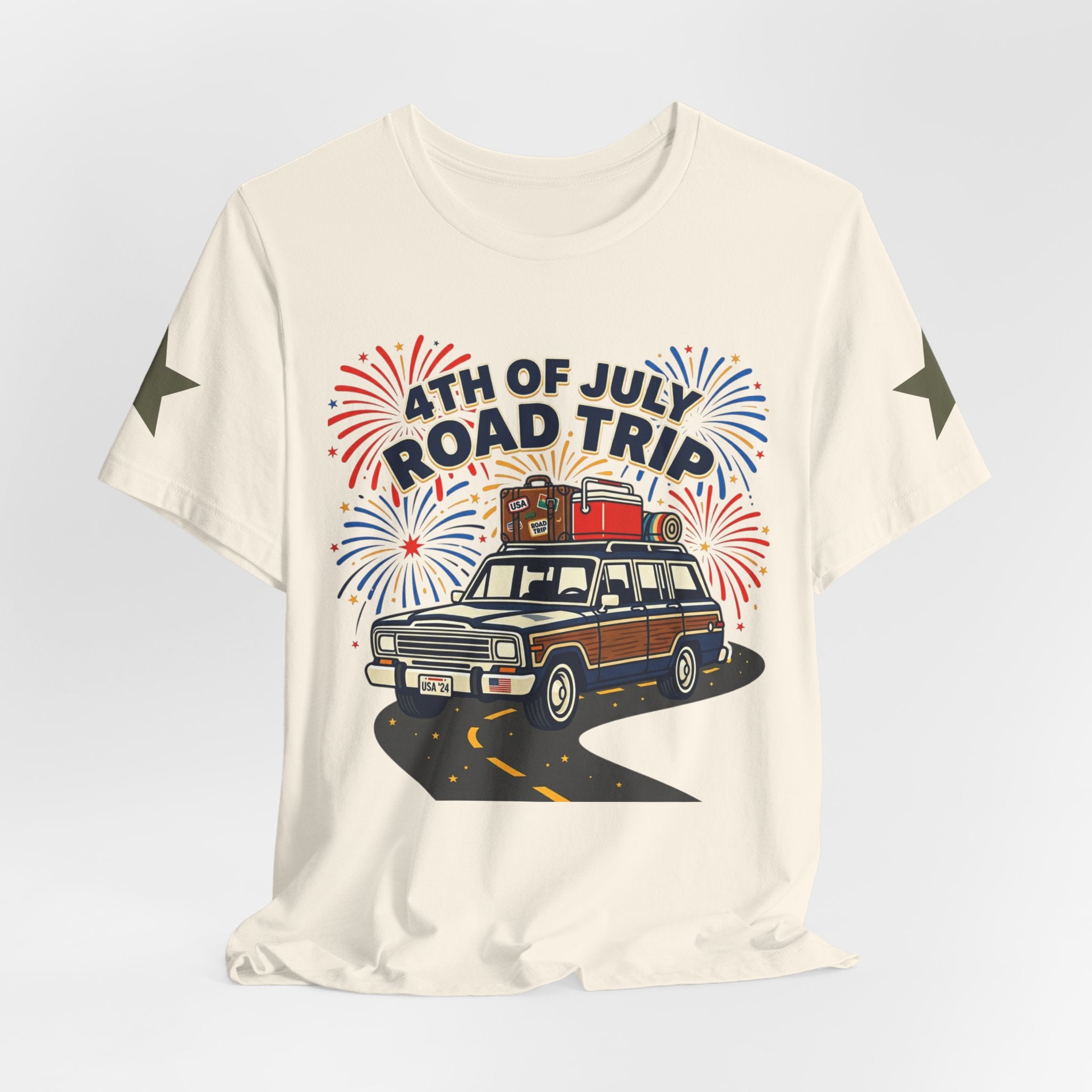 4th of July Road Trip Tee | vintage USA, red white blue Americana