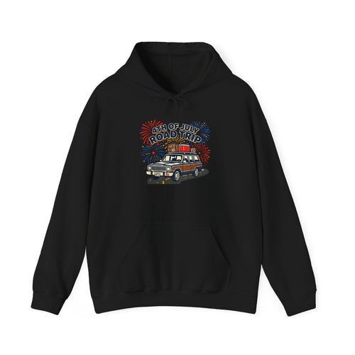 4th of July Road Trip Hoodie, vintage Americana, stars and stripes