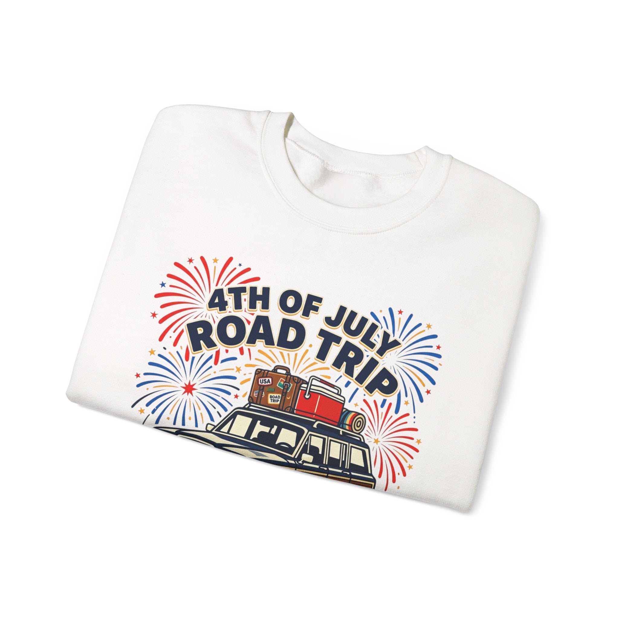 4th of July Road Trip Sweatshirt | vintage USA, red white blue