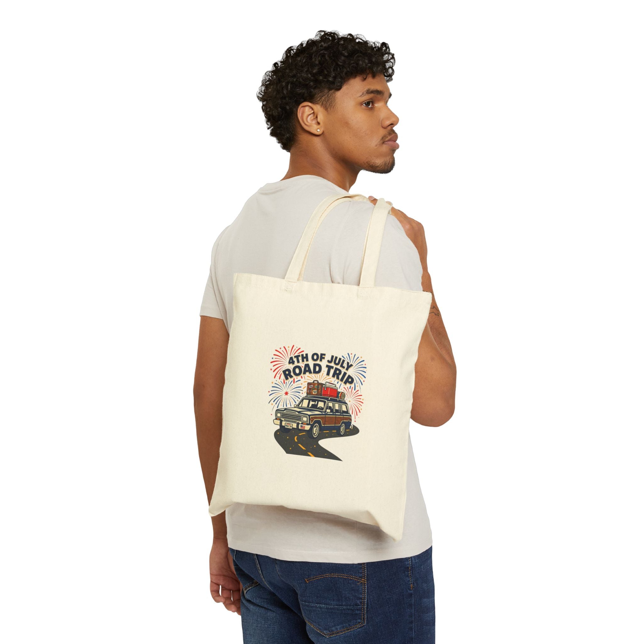 4th of July Road Trip Tote | vintage Americana, red white blue