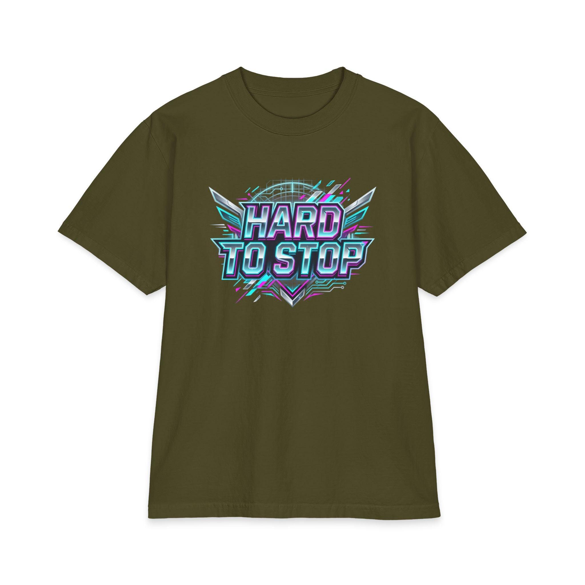 Hard To Stop Graphic Tee — Retro Vaporwave Fitness T‑Shirt