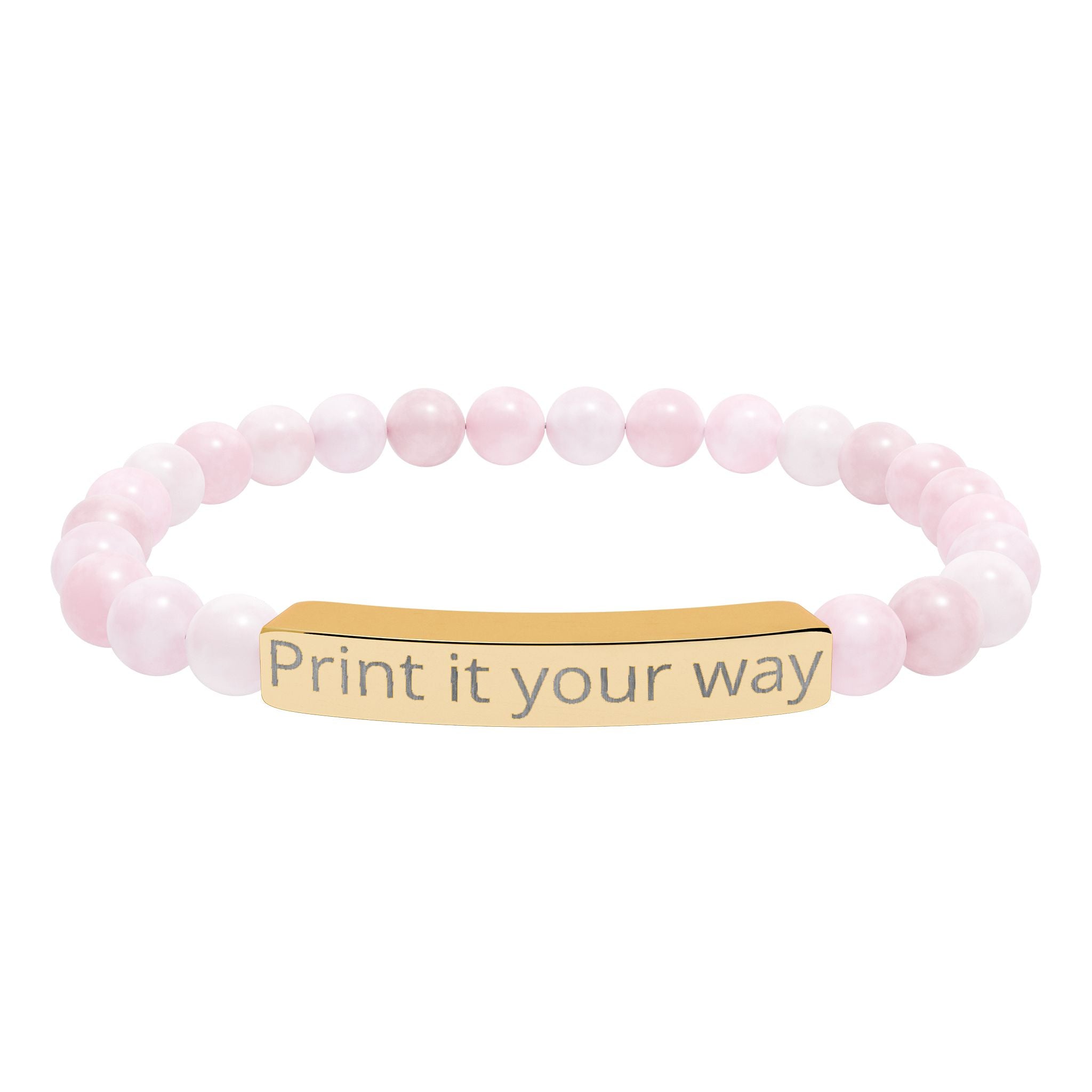 Engravable Natural Stone Bead Bracelet — Personalized Stretch Bar Bracelet
