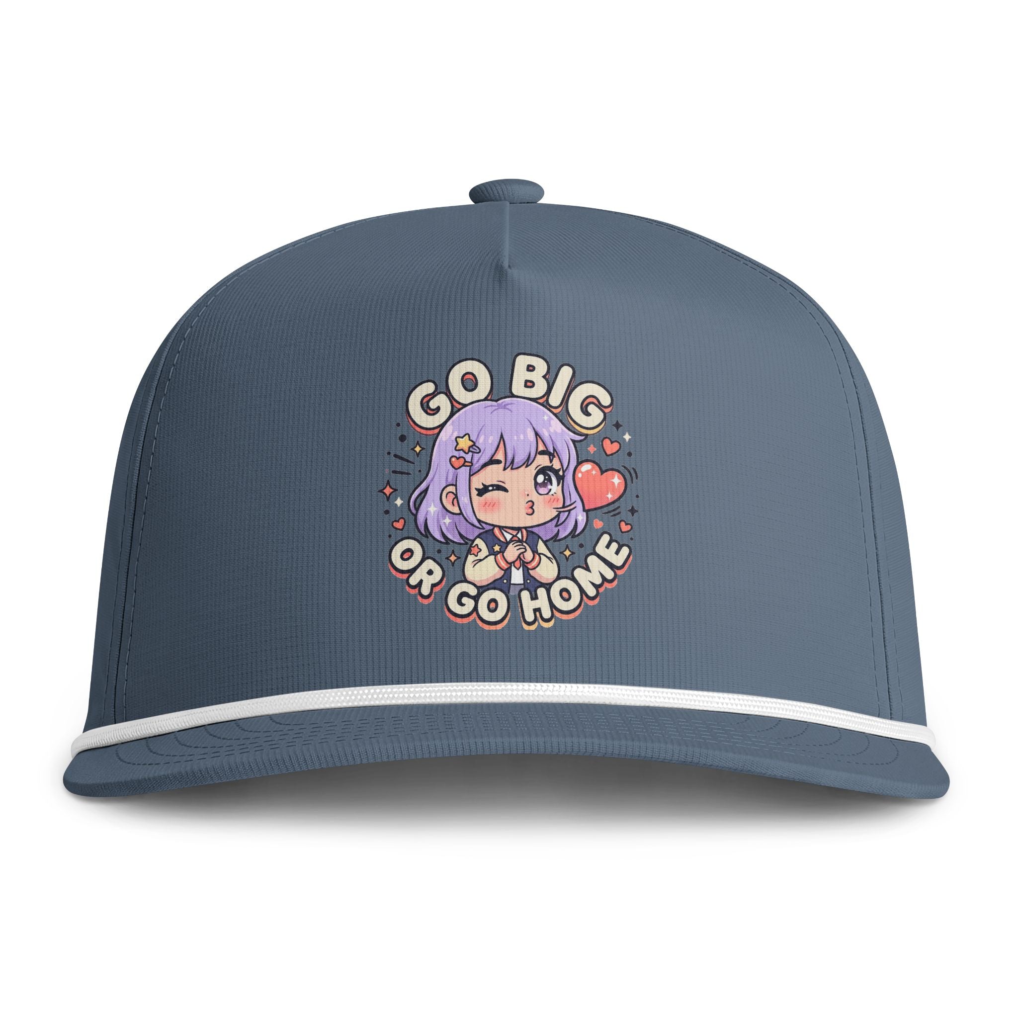 Go Big or Go Home Rope Cap — Cute Anime Girl Embroidered Snapback