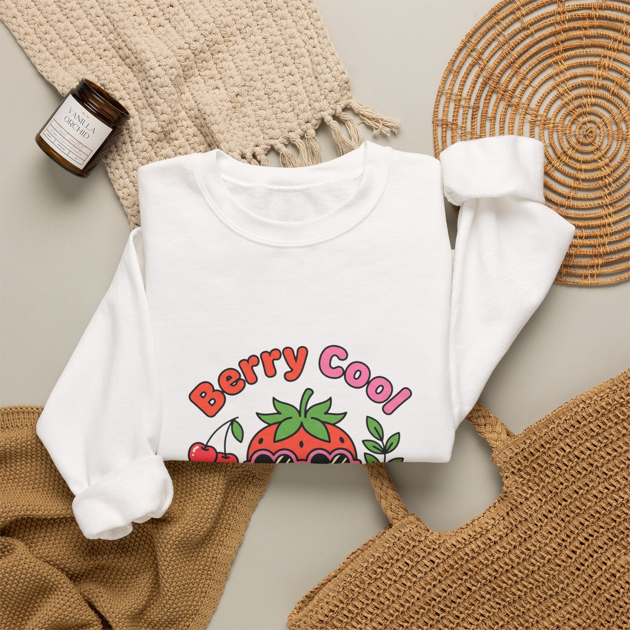 Berry Cool Summer Sweatshirt | strawberry, picnic aesthetic, cottagecore