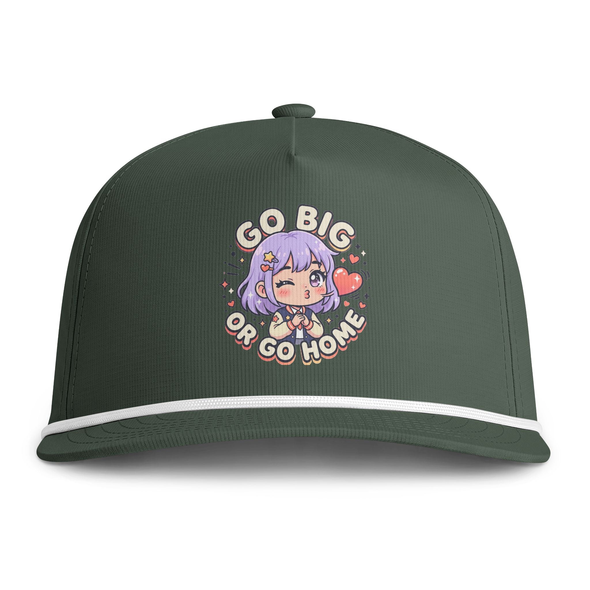 Go Big or Go Home Rope Cap — Cute Anime Girl Embroidered Snapback