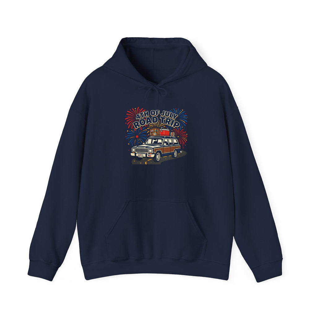 4th of July Road Trip Hoodie, vintage Americana, stars and stripes
