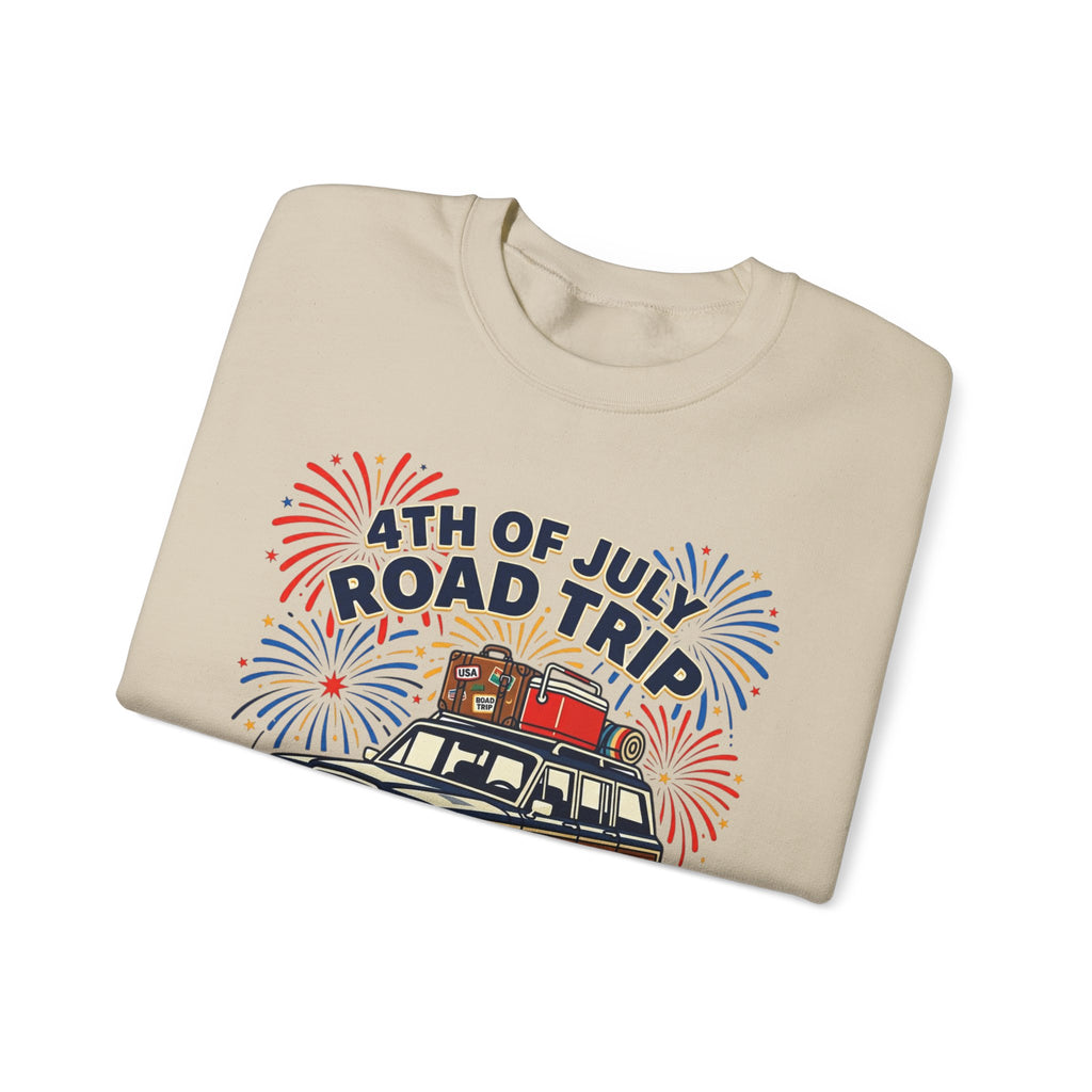 4th of July Road Trip Sweatshirt | vintage USA, red white blue
