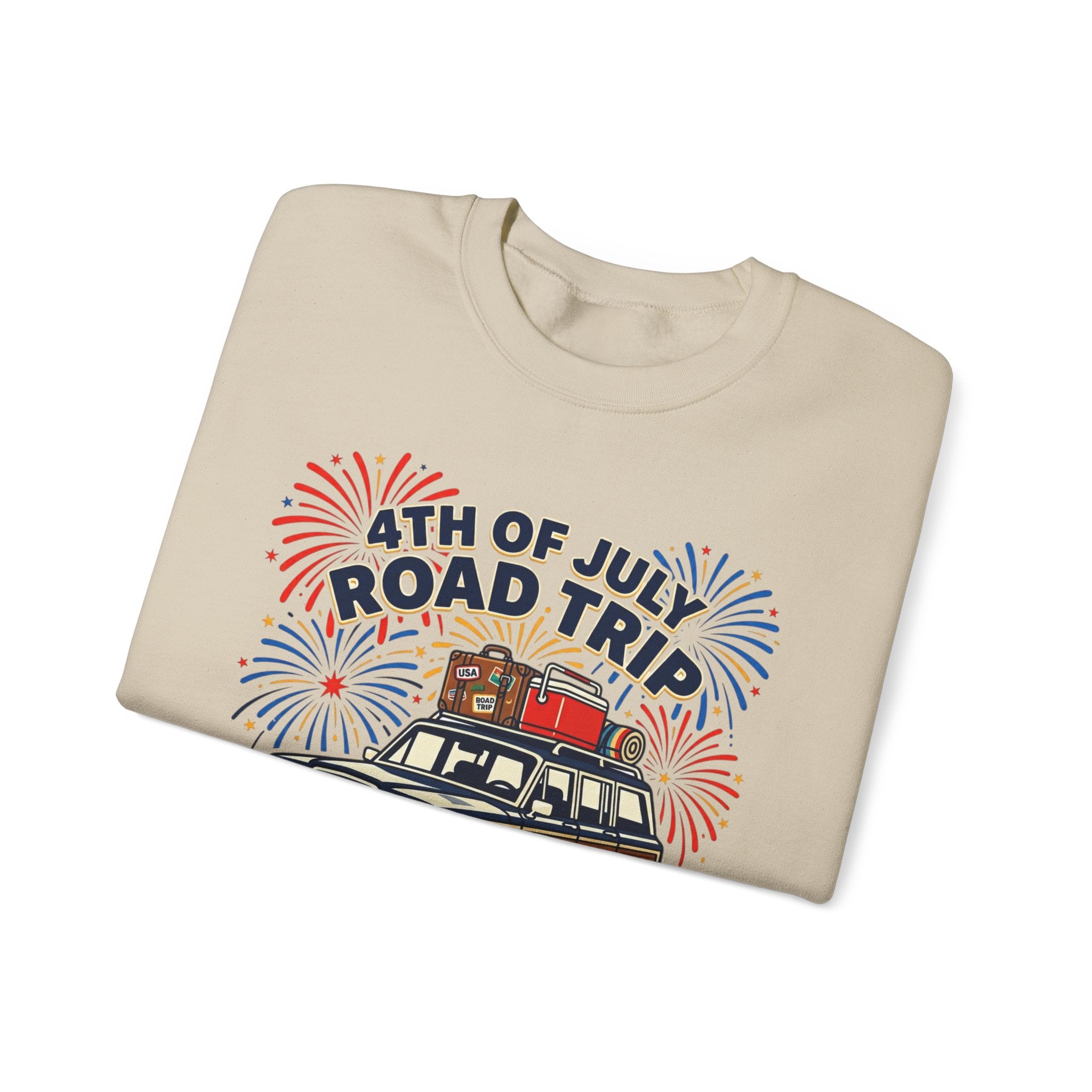 4th of July Road Trip Sweatshirt | vintage USA, red white blue