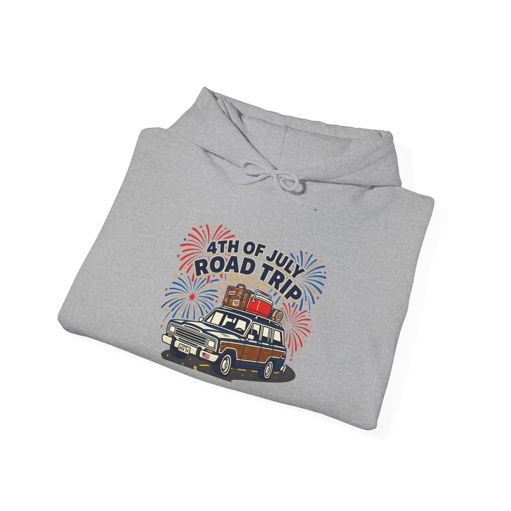 4th of July Road Trip Hoodie, vintage Americana, stars and stripes