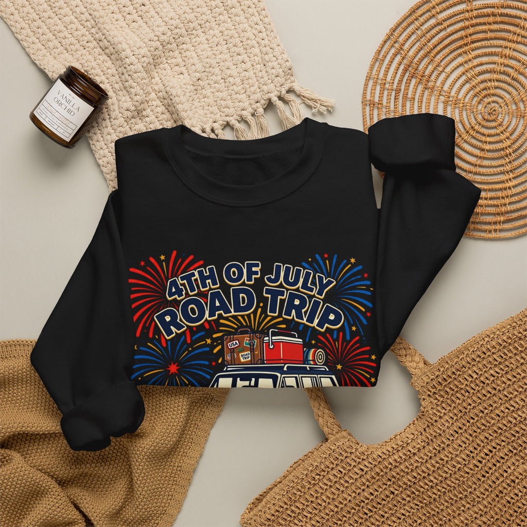 4th of July Road Trip Sweatshirt | vintage USA, red white blue