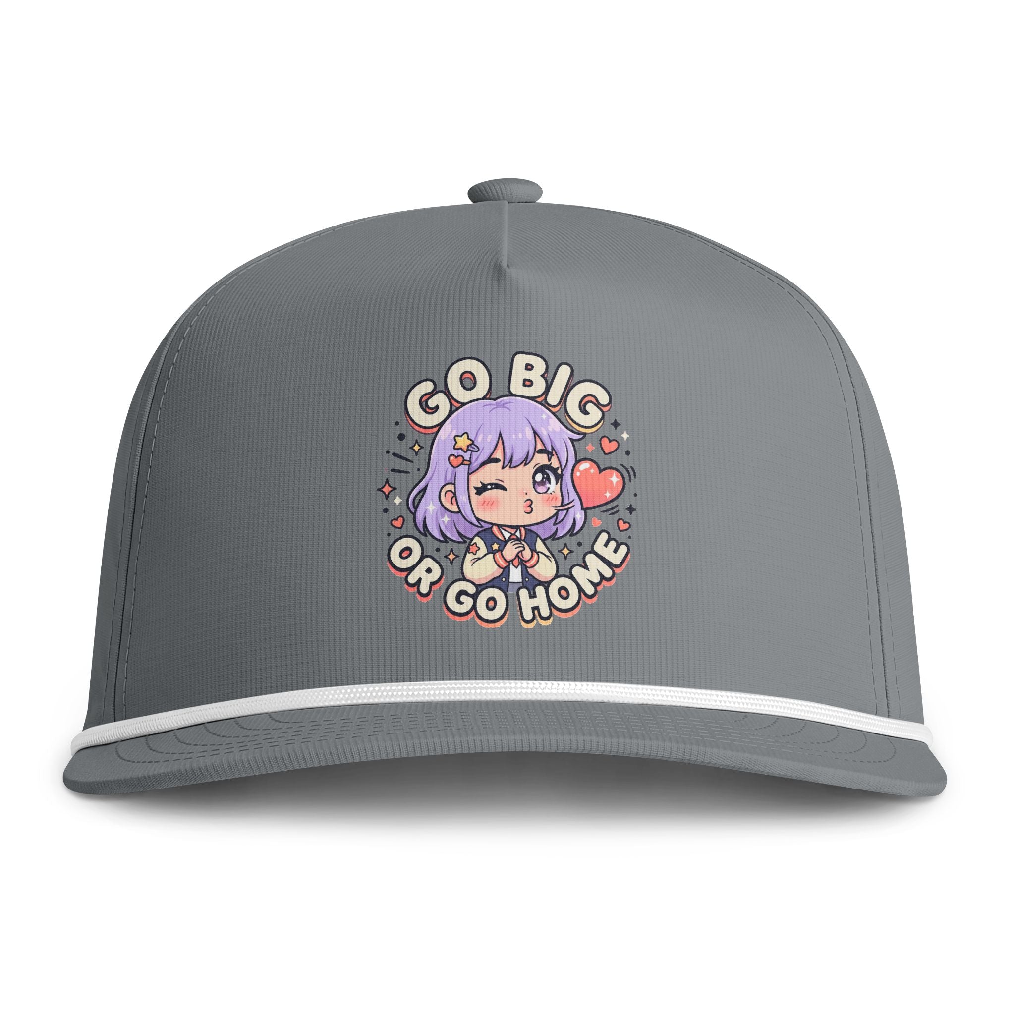 Go Big or Go Home Rope Cap — Cute Anime Girl Embroidered Snapback