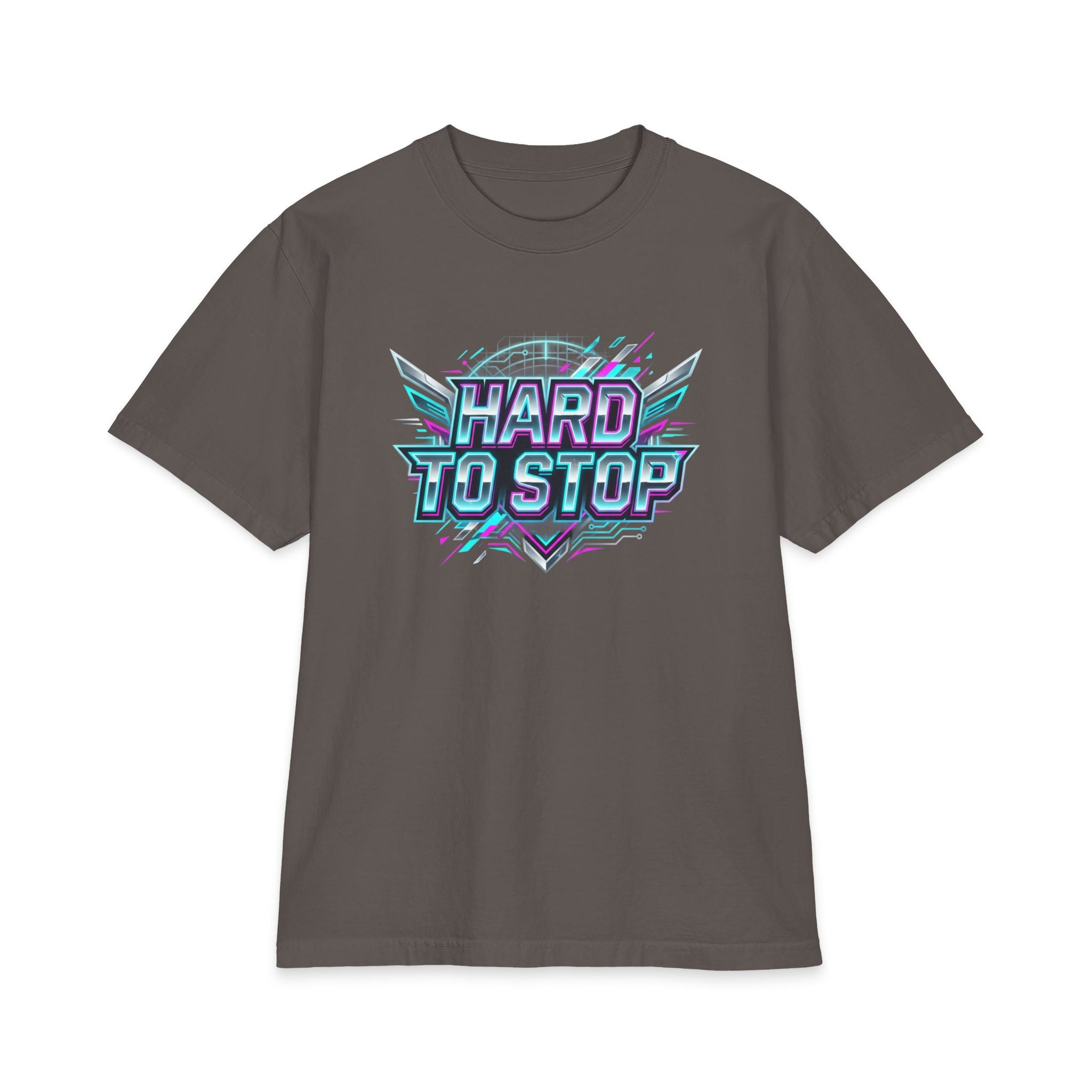Hard To Stop Graphic Tee — Retro Vaporwave Fitness T‑Shirt