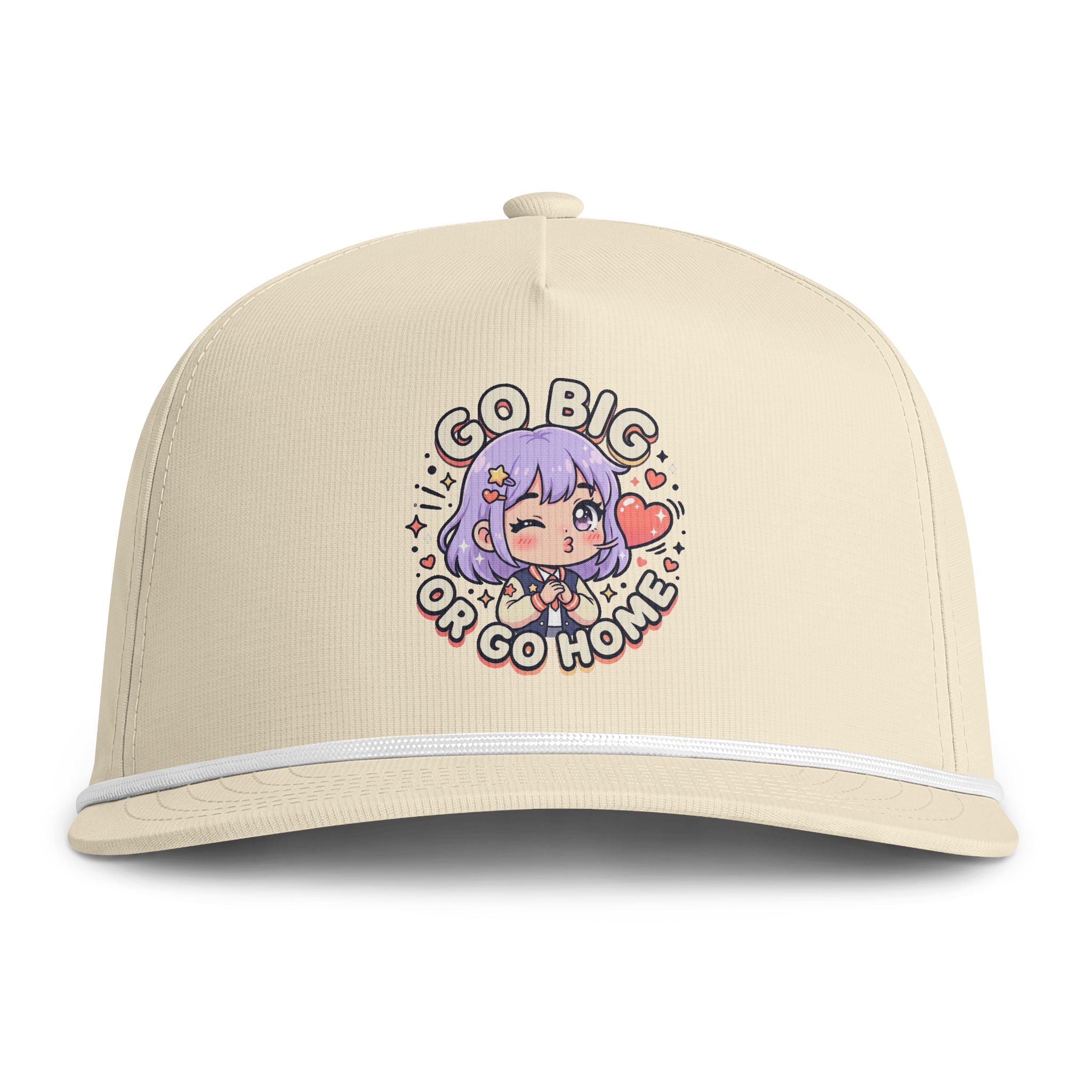 Go Big or Go Home Rope Cap — Cute Anime Girl Embroidered Snapback