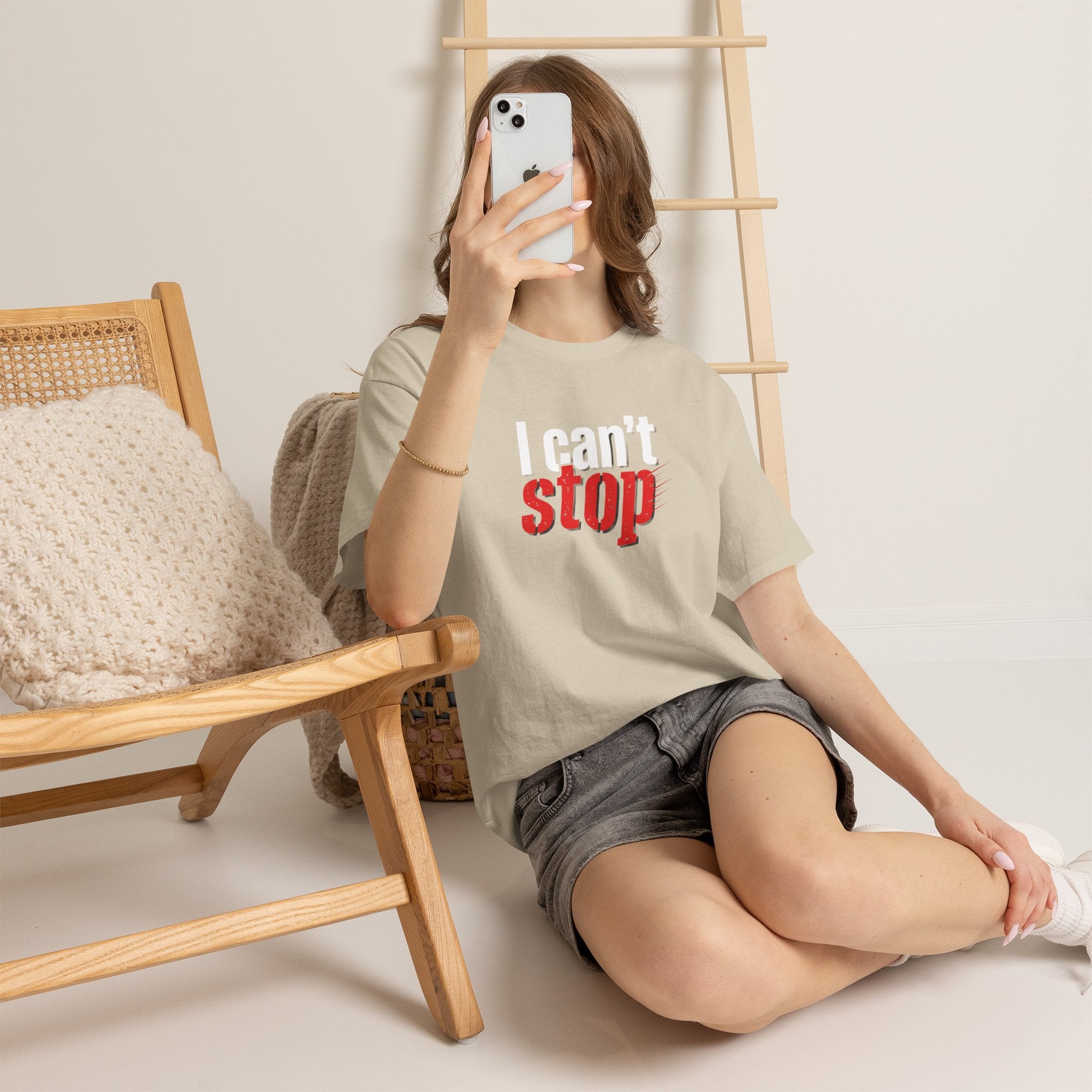 I Can't Stop T-Shirt — Bold Red & White Statement Tee