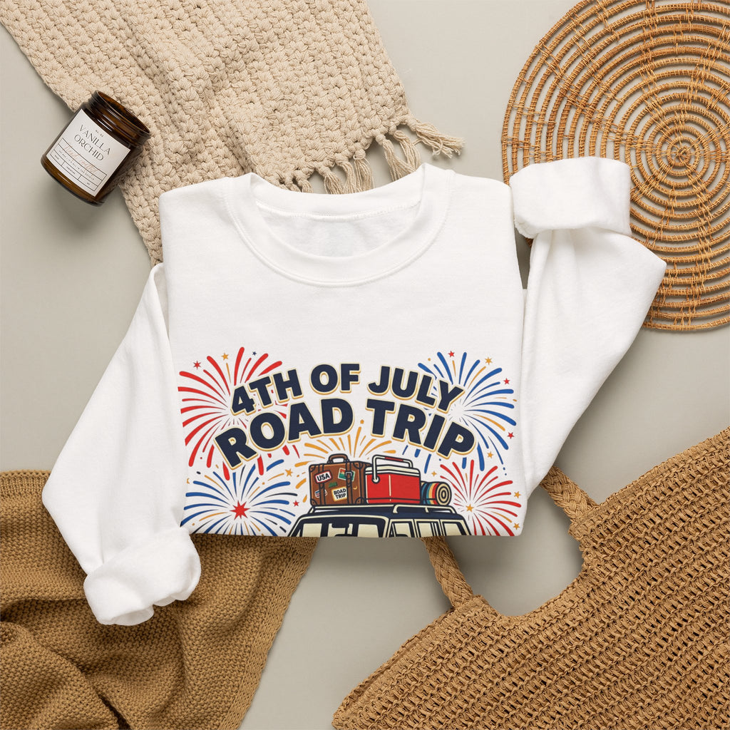 4th of July Road Trip Sweatshirt | vintage USA, red white blue