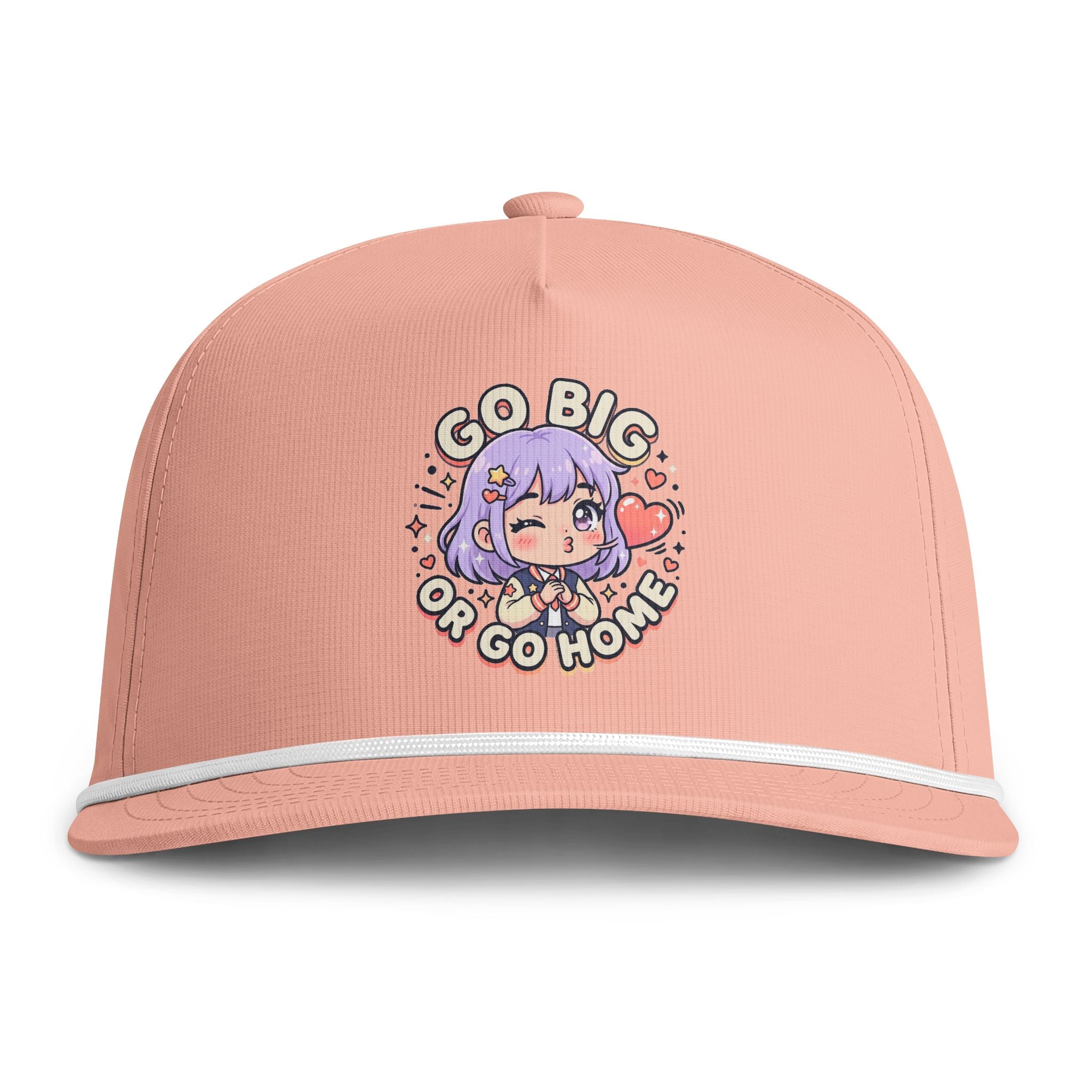 Go Big or Go Home Rope Cap — Cute Anime Girl Embroidered Snapback