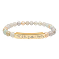 Engravable Natural Stone Bead Bracelet — Personalized Stretch Bar Bracelet
