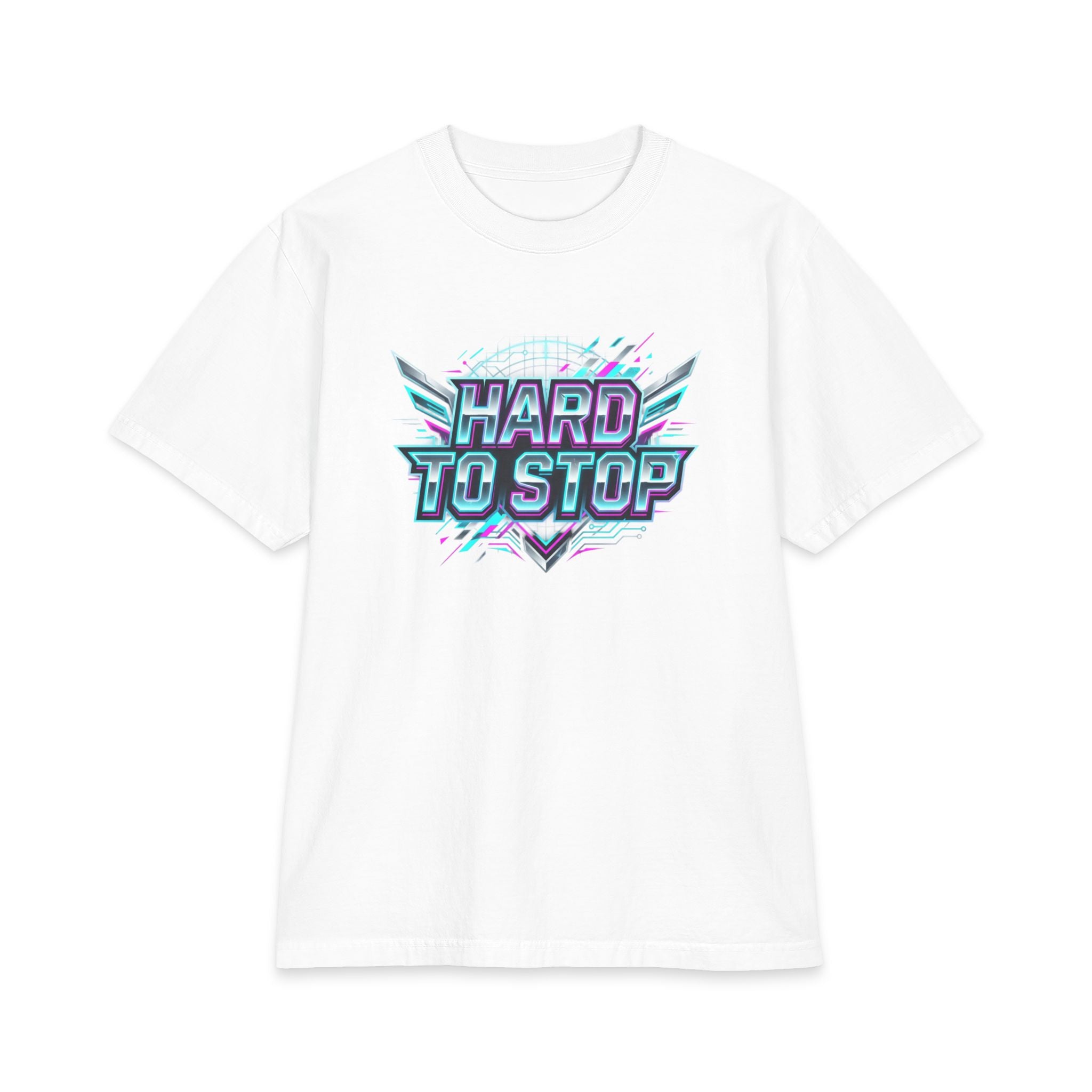 Hard To Stop Graphic Tee — Retro Vaporwave Fitness T‑Shirt