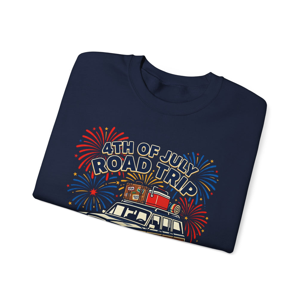 4th of July Road Trip Sweatshirt | vintage USA, red white blue