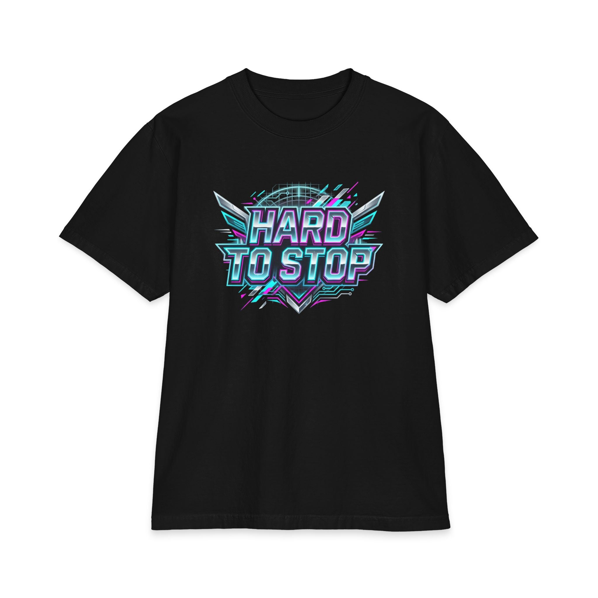 Hard To Stop Graphic Tee — Retro Vaporwave Fitness T‑Shirt