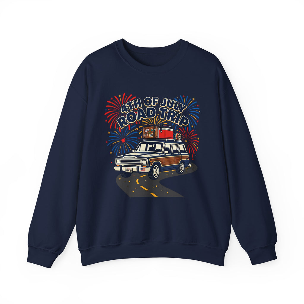 4th of July Road Trip Sweatshirt | vintage USA, red white blue