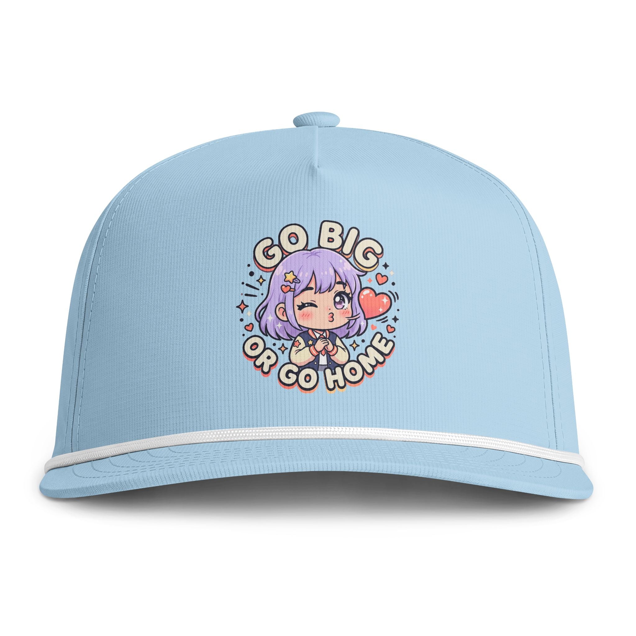 Go Big or Go Home Rope Cap — Cute Anime Girl Embroidered Snapback