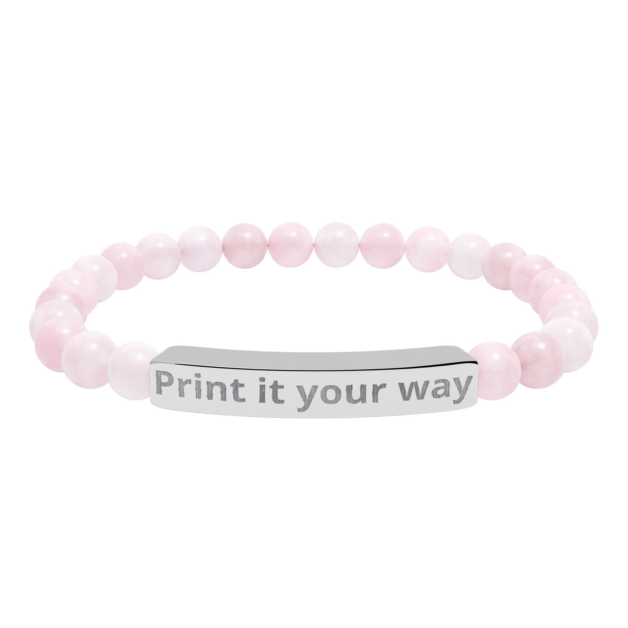 Engravable Natural Stone Bead Bracelet — Personalized Stretch Bar Bracelet